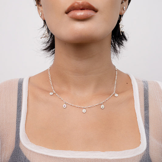 Mixed Gems Daisy Chain Flower Necklace - Hunt Of Hounds