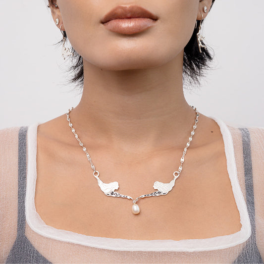 Nymph Female Figure Necklace with Pearl - Hunt Of Hounds