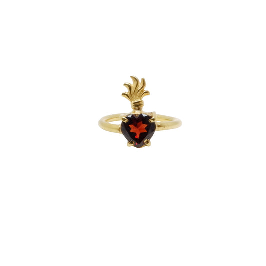 Hunt Of Hounds Devotion Ring. Red Garnet heart shape. Symbol of passion and devotion.
