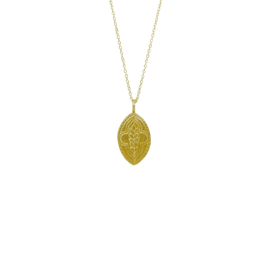 Hunt Of Hounds Abundance Necklace in gold. Wheat sheaf coin pendant necklace. Unisex.
