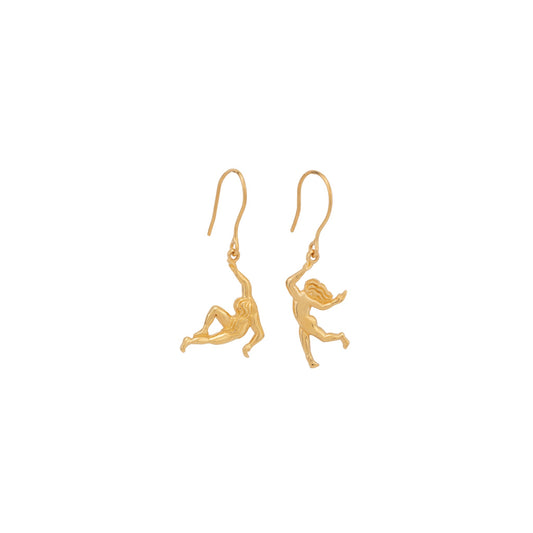 Female Dancing Figures Gold Earrings - Hunt Of Hounds