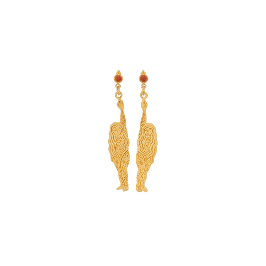 Nymph Female Figure Earrings with Gemstone - Hunt Of Hounds