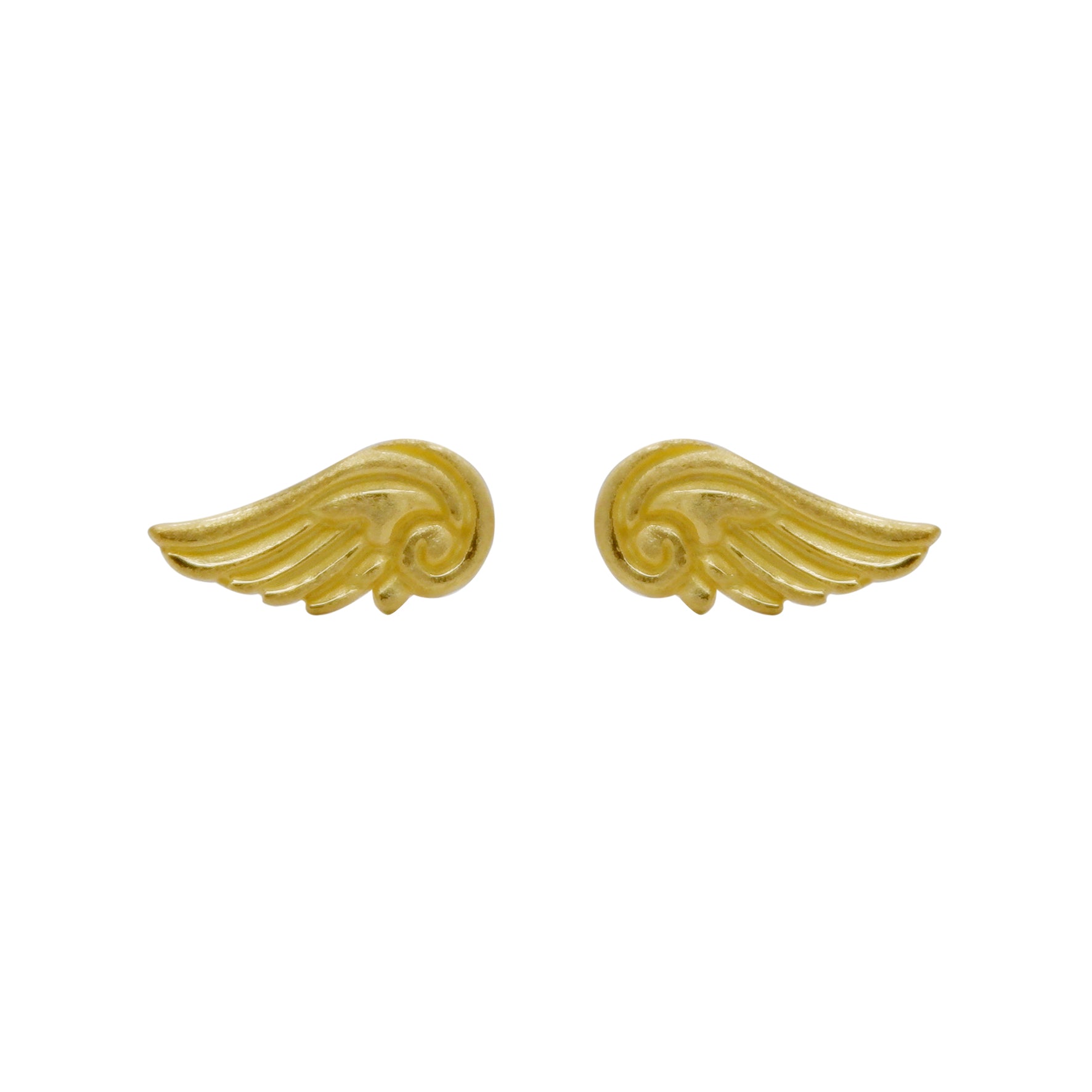 Hunt Of Hounds Arion Stud Earrings in gold. Detailed wing studs. Unisex.
