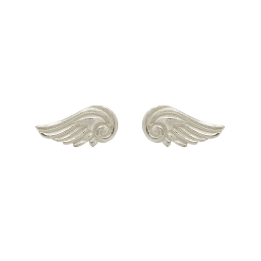Hunt Of Hounds Arion Stud Earrings in silver. Detailed wing studs. Unisex.