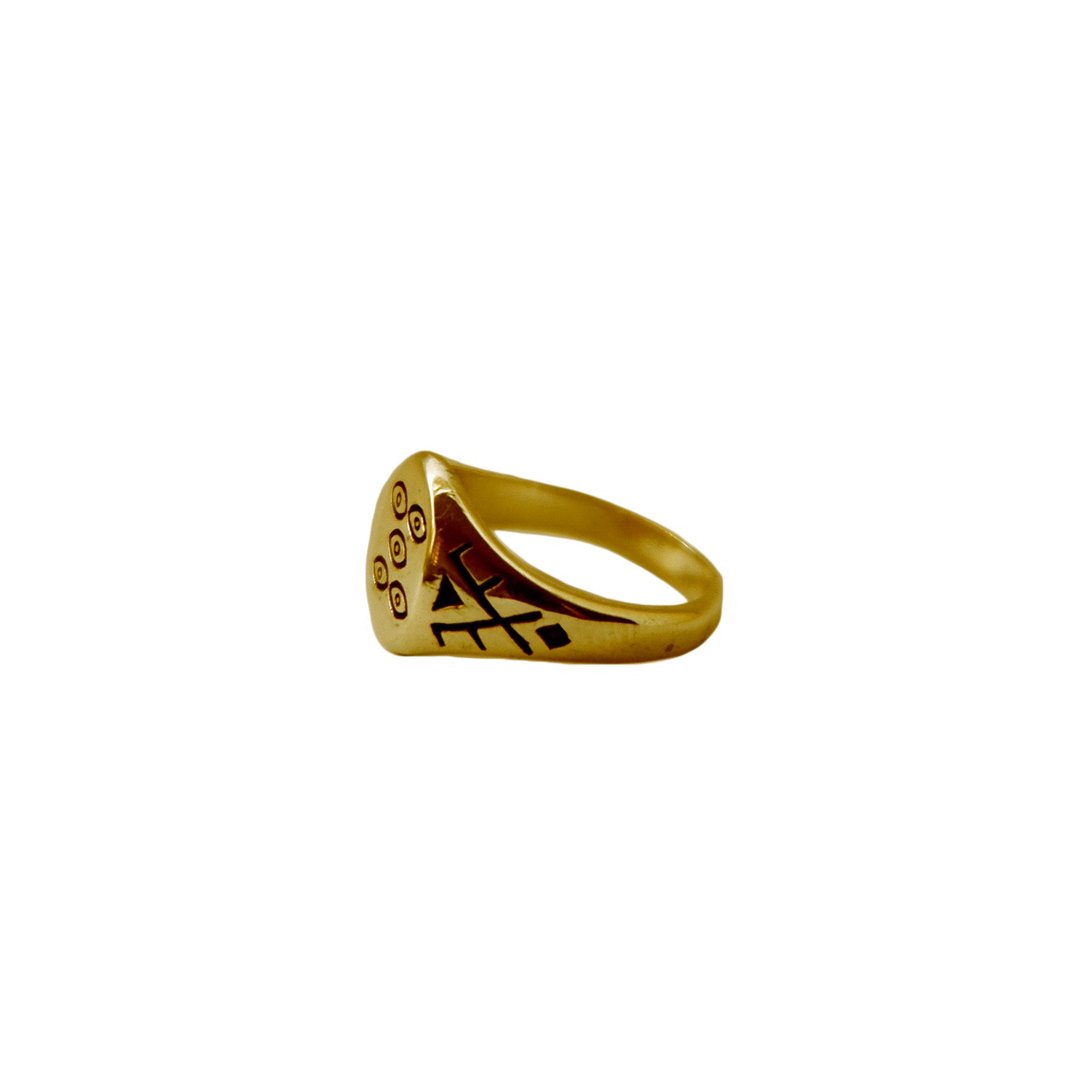 Hunt Of Hounds Mini Mata Signet Ring. Symbol of protection and intelligence. Eyes and ikat. Pinky ring.
