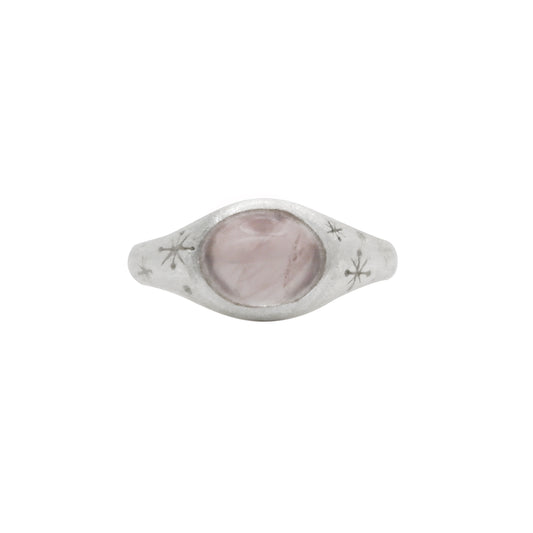 Hunt Of Hounds Helios Ring. Inspired by sun goddess with rose quartz. Ancient design. Stars.