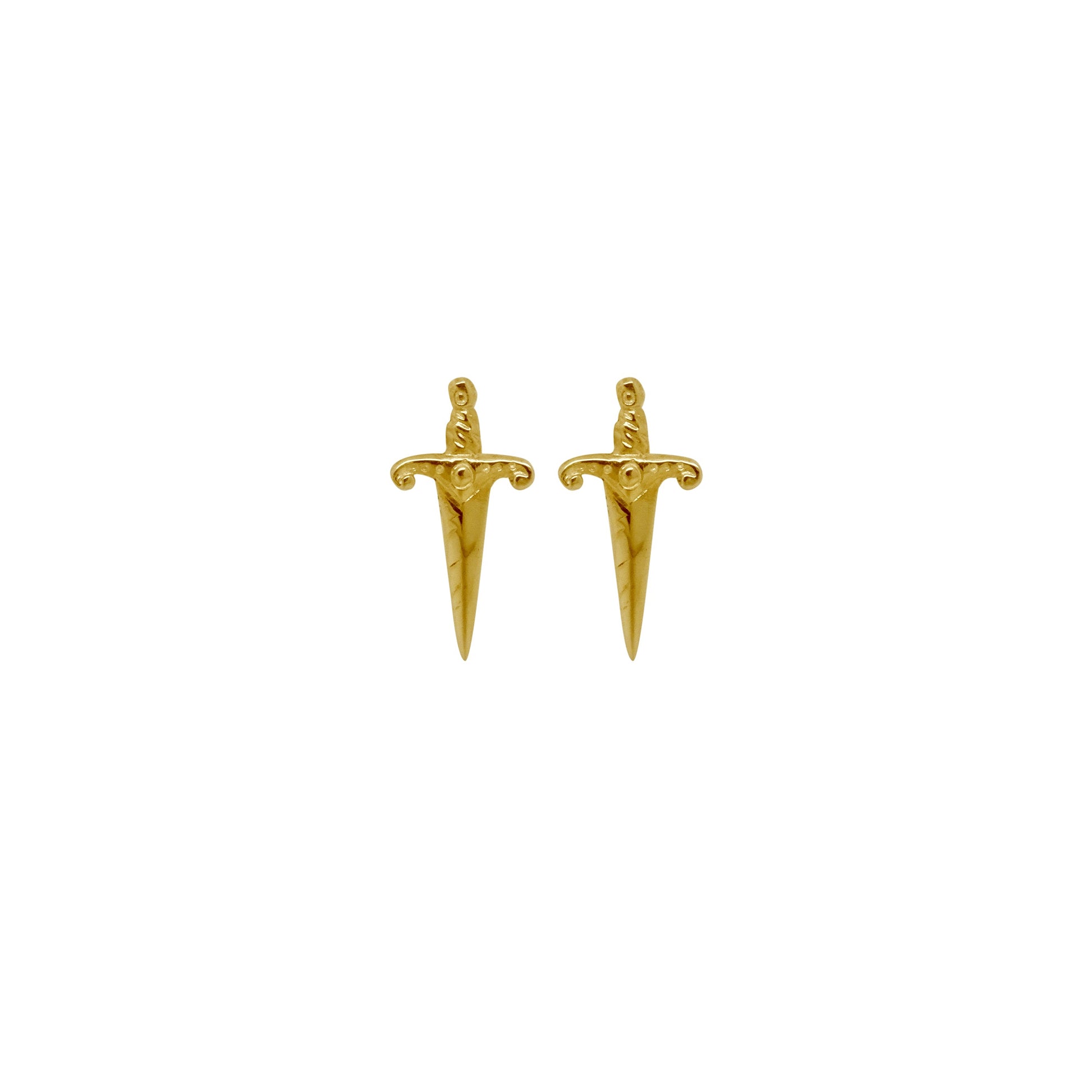Hunt Of Hounds Dagger Stud Earrings in gold.