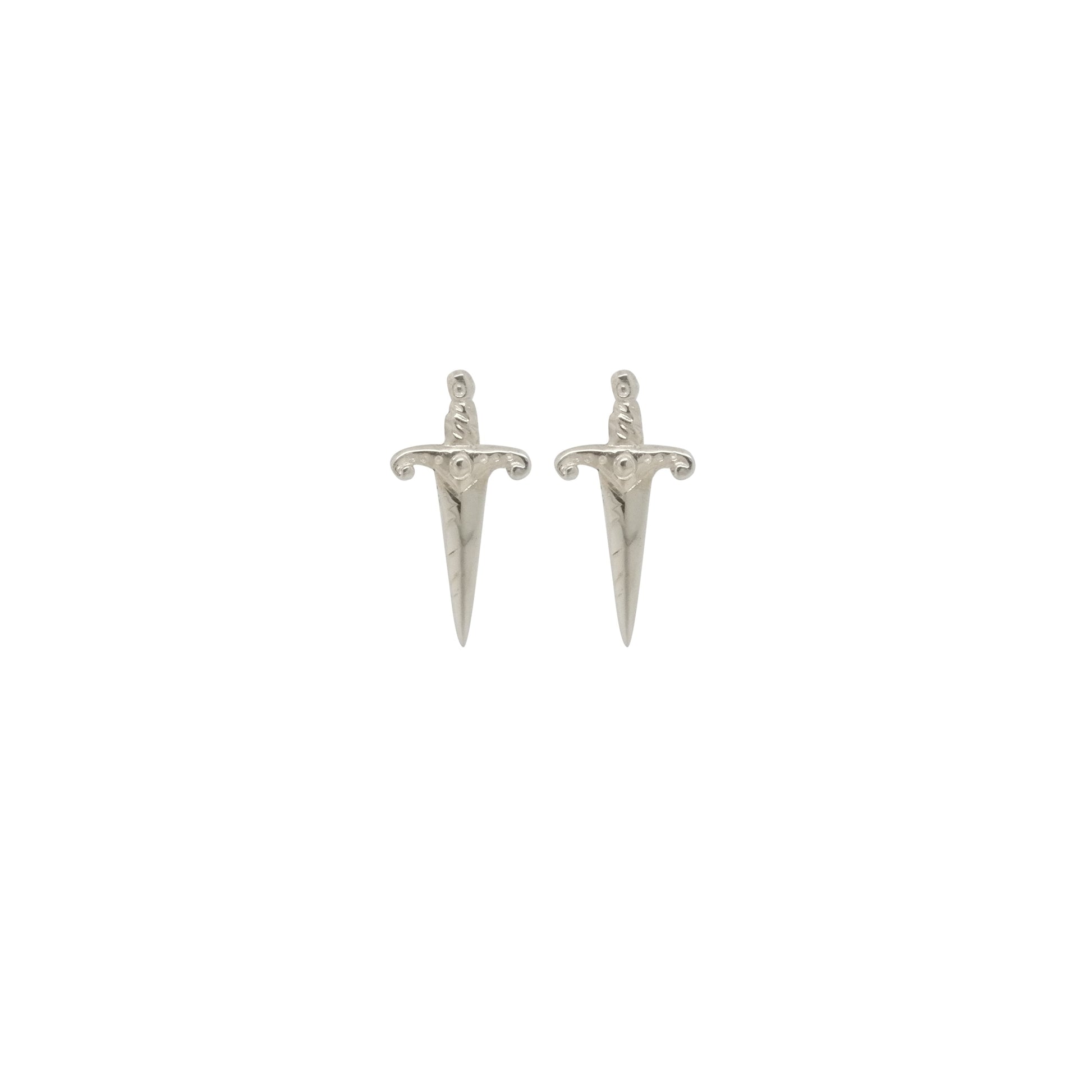 Hunt Of Hounds Dagger Stud Earrings in silver.