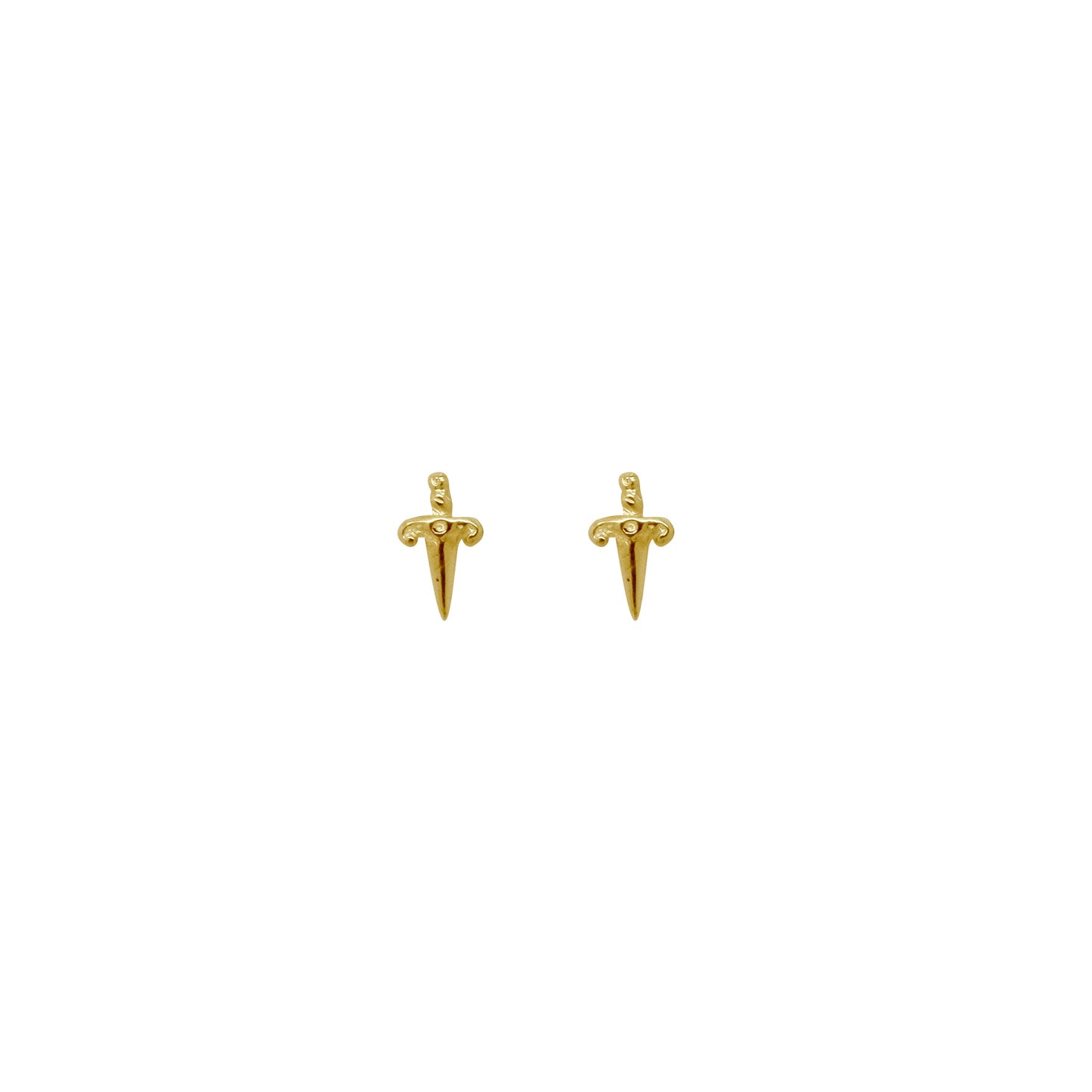 Gold dagger shaped stud earrings