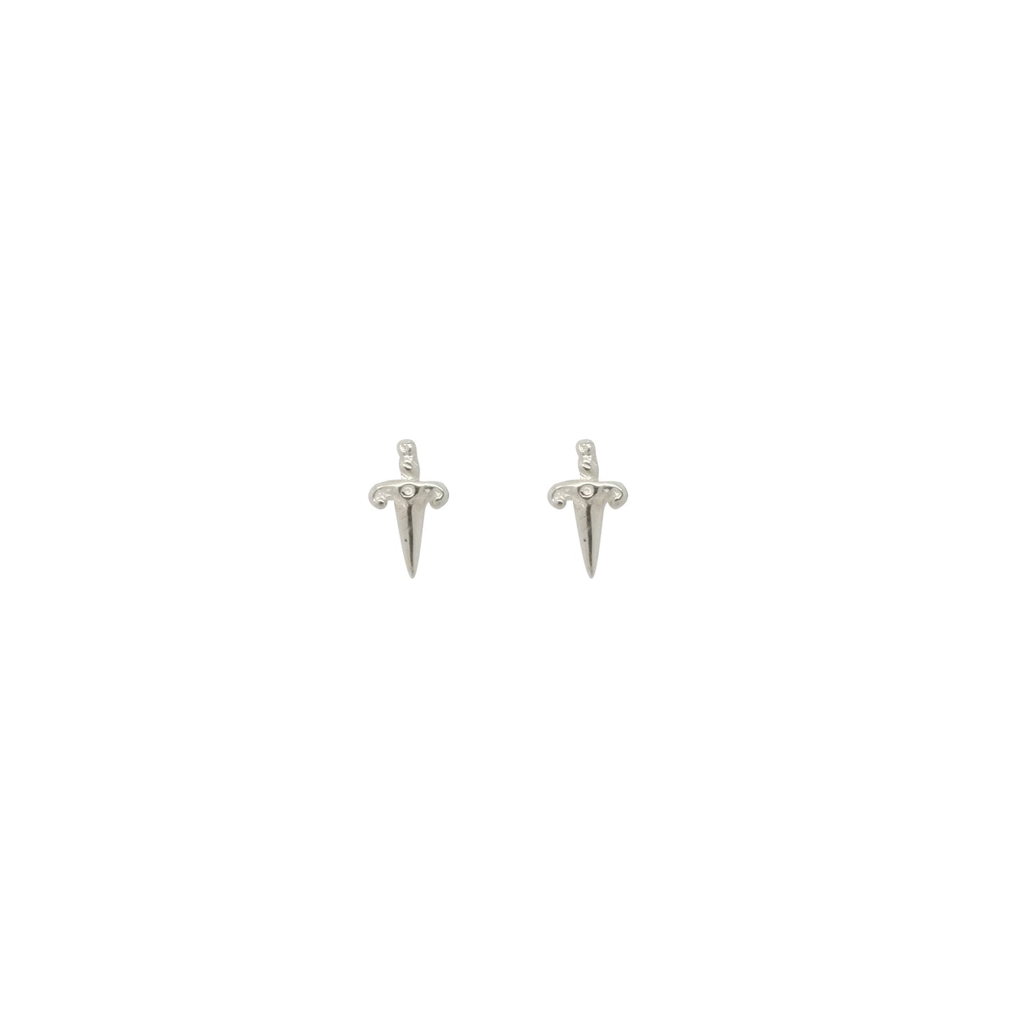 Silver dagger shape stud earrings
