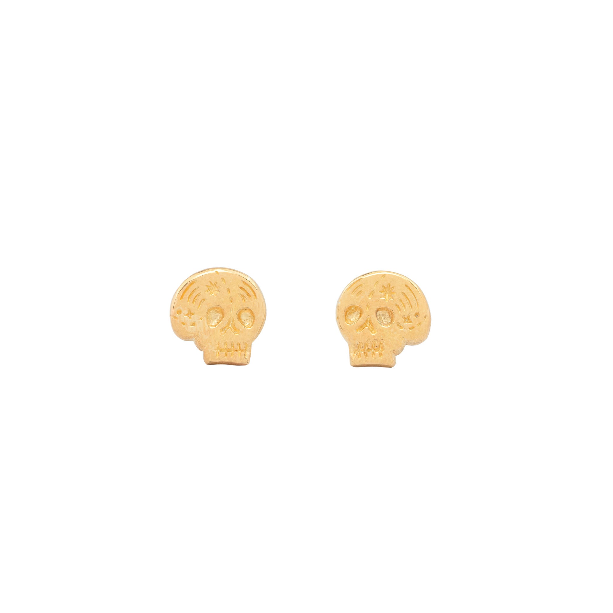 Skull Stud Earrings Small Skull Studs Hunt Of Hounds 18k Vermeil