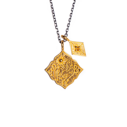 Rooster Necklace with Sun Charm